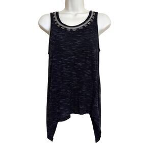 Express Women's Black Heathered Beaded Sleeveless Blouse